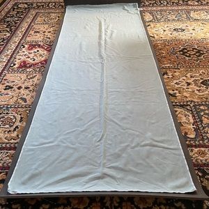 Two hot yoga towels: turquoise and dark gray/olive